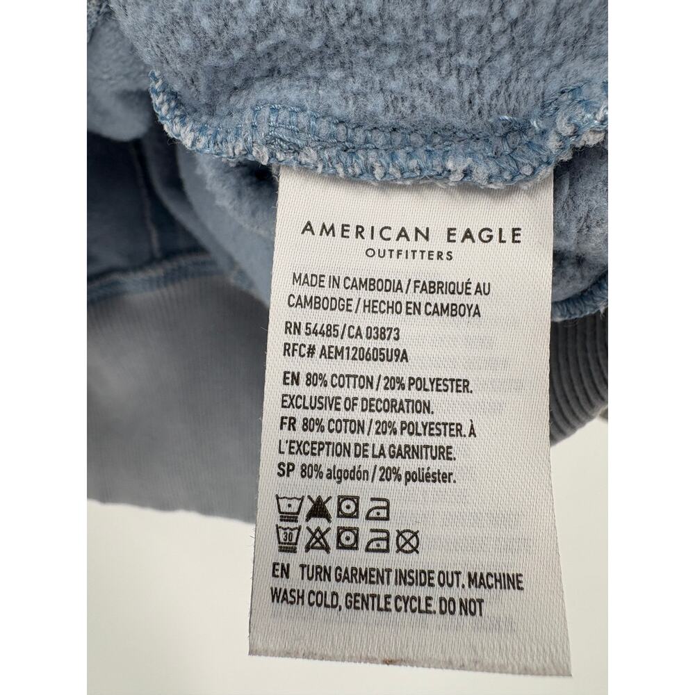 2/$30 AMERICAN EAGLE Light Blue Pullover Sweatshirt Size XS Relaxed Fit Vintage - Picture 5 of 7